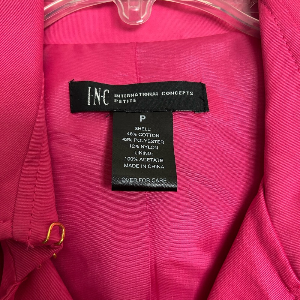 INC International Concepts Fuchsia Double-Breasted Trench Coat - Picture 5 of 6
